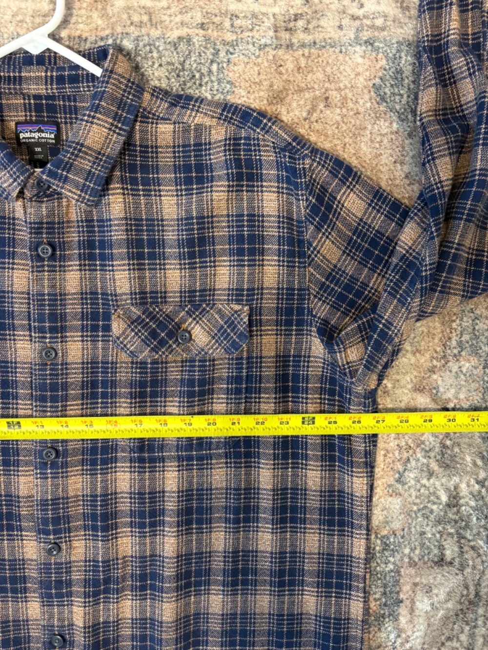 Patagonia #53947 Men's Blue/Tan Plaid Fjord Flannel Button-Front Shirt XXL/2XL - Picture 7 of 11